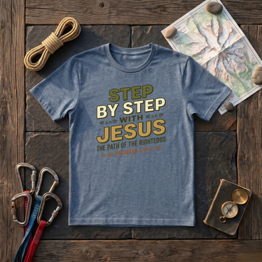 Step By Step With Jesus, The Path Of The Righteous Proverbs 4:18 T-Shirt
