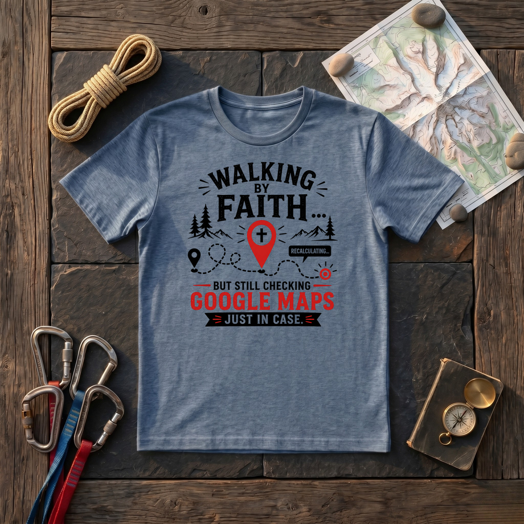 Walking By Faith And Google Maps T-Shirt