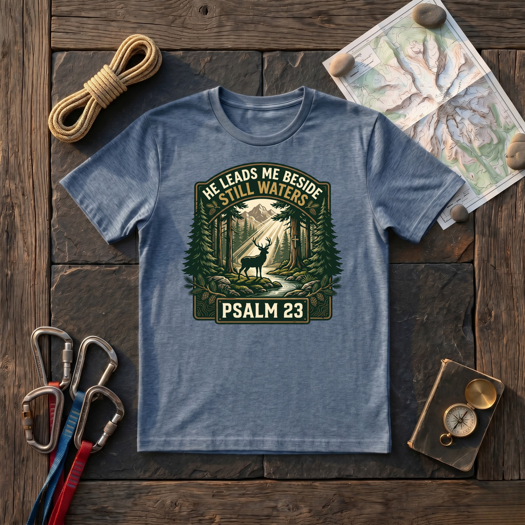He Leads Me Beside Still Waters Psalm 23 (Deer) T-Shirt