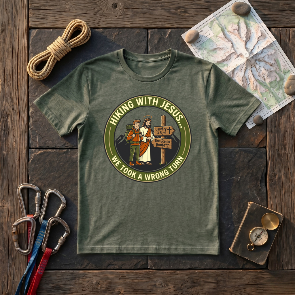 Hiking With Jesus, We Took A Wrong Turn T-Shirt