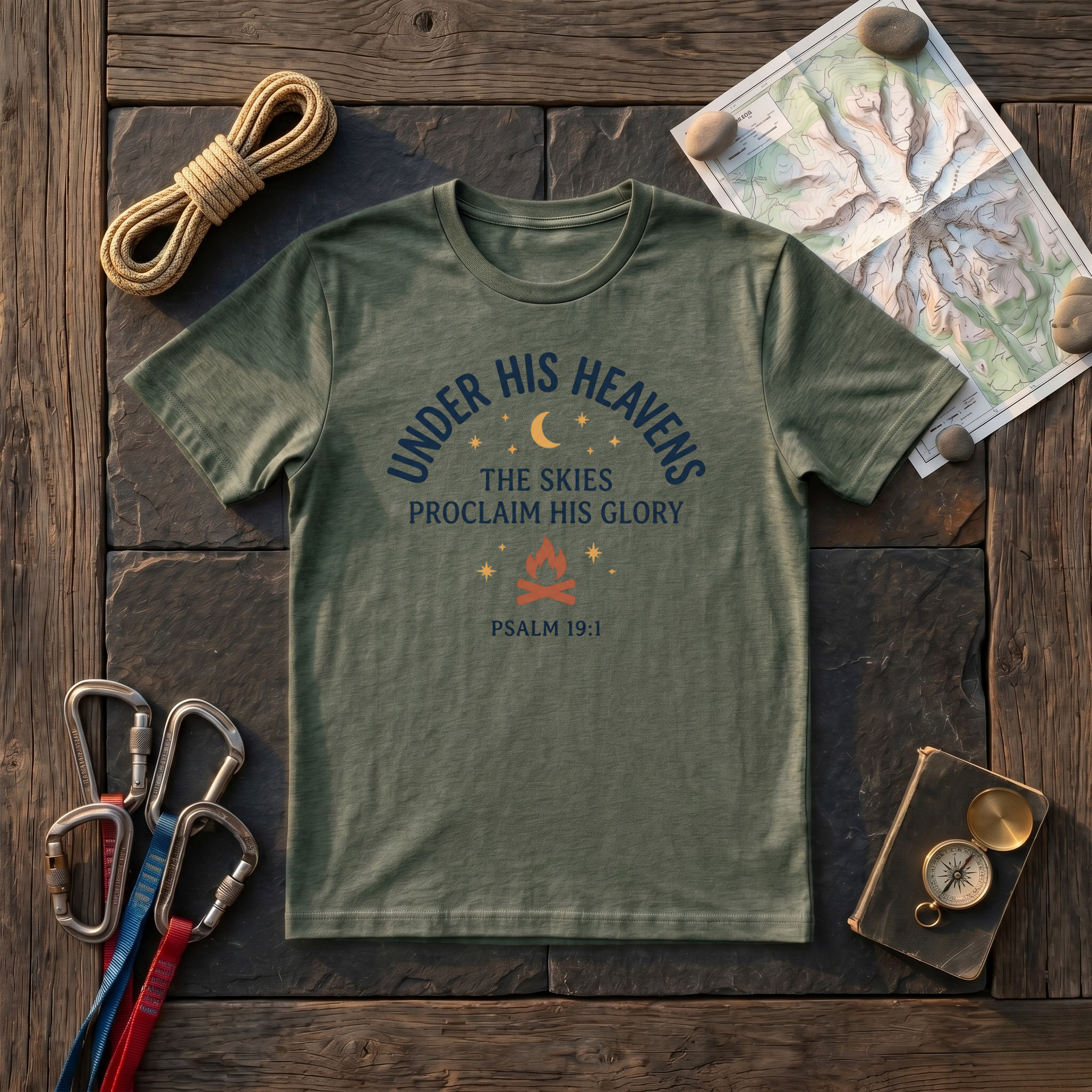 Under His Heavens, The Skies Proclaim His Glory Psalm 19:1 (Icon) T-Shirt