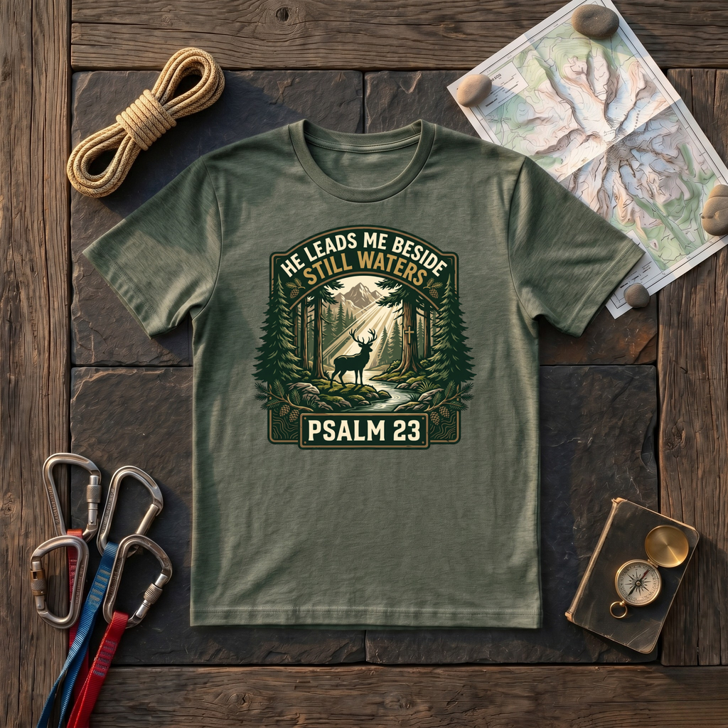 He Leads Me Beside Still Waters Psalm 23 (Deer) T-Shirt