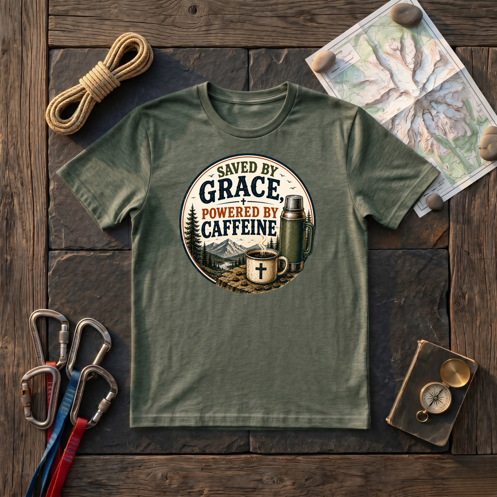 Saved By Grace, Powered By Caffeine T-Shirt