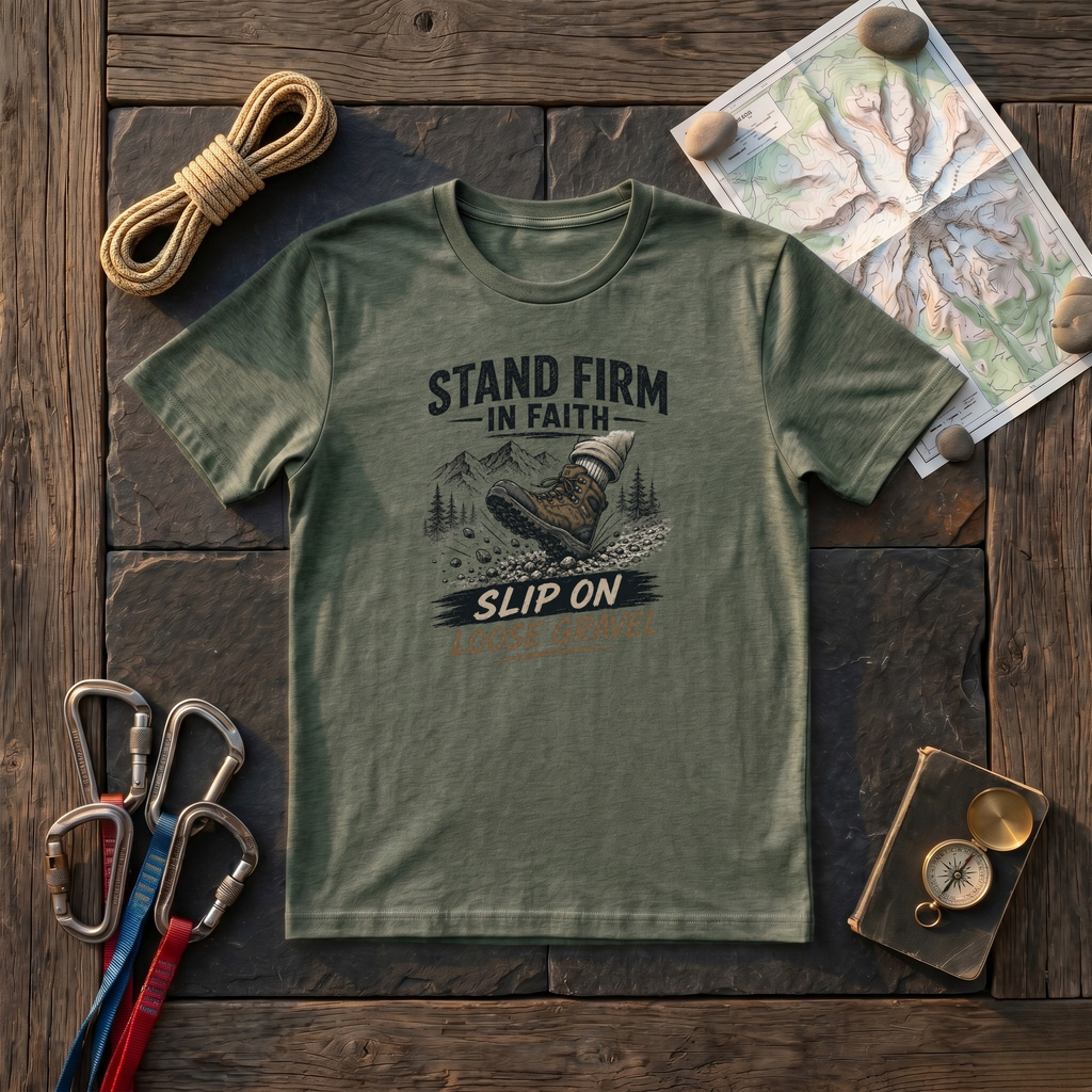 Stand Firm In Faith, Slip On Loose Gravel T-Shirt