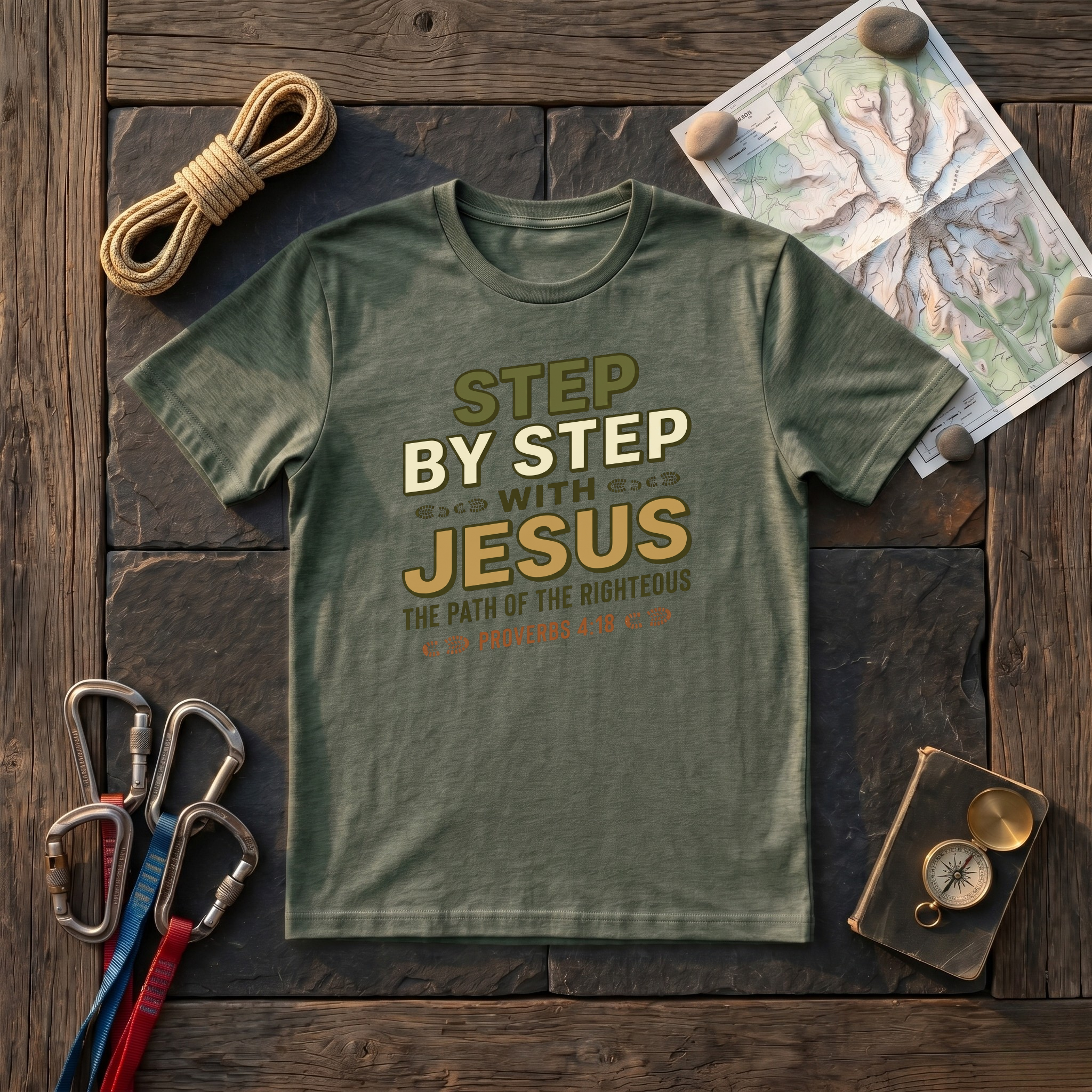 Step By Step With Jesus, The Path Of The Righteous Proverbs 4:18 T-Shirt