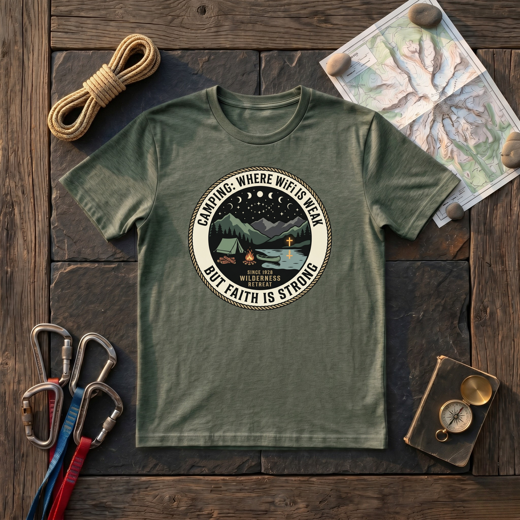 Camping Where WiFi Is Weak But Faith Is Strong T-Shirt