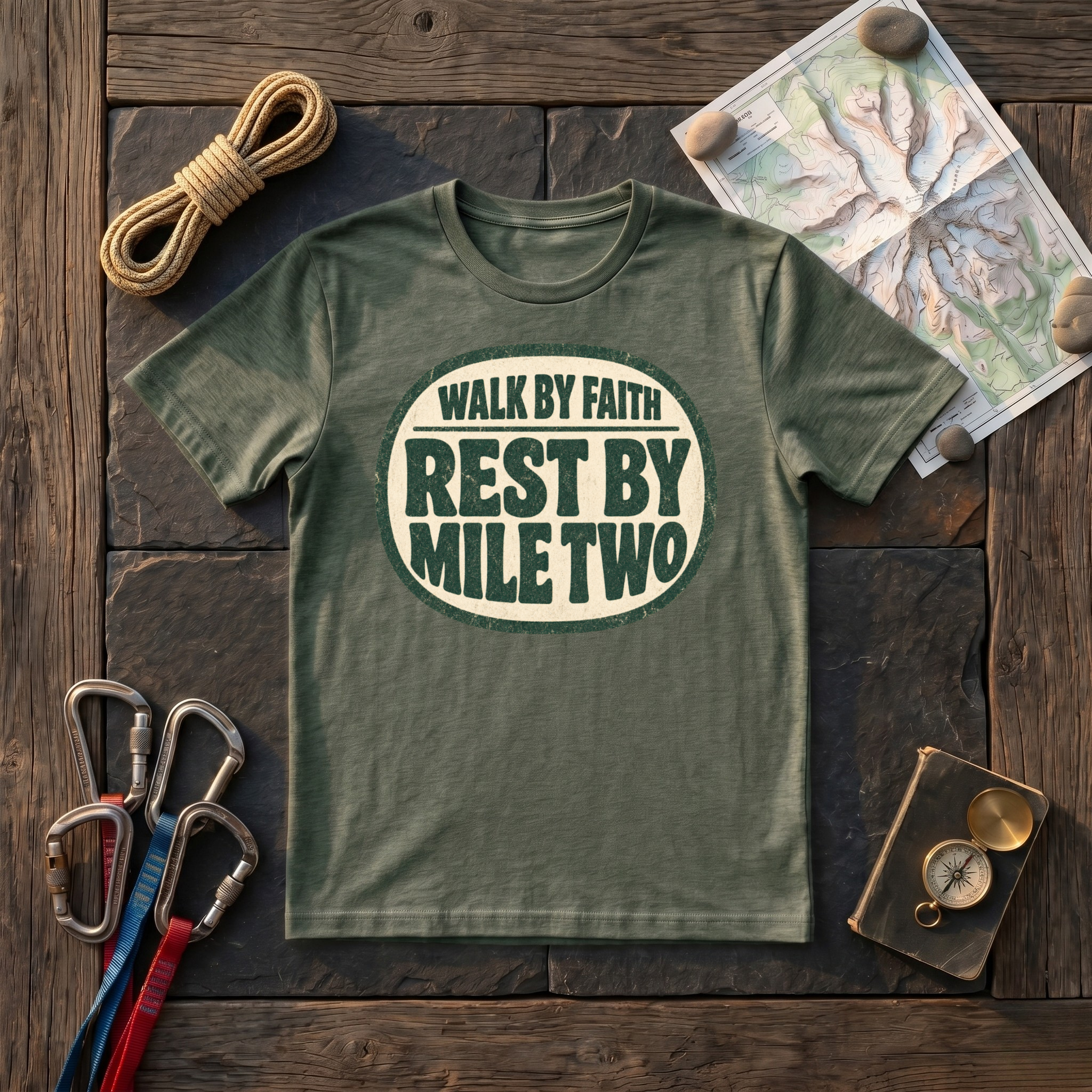 Walk By Faith, Rest By Mile Two T-Shirt