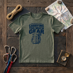 Walking With Jesus Carrying Too Much Gear T-Shirt
