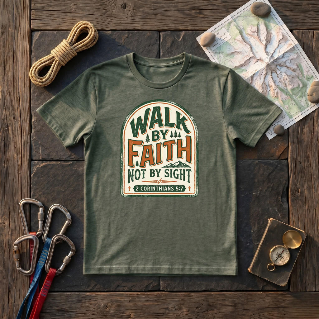 Walk By Faith Not By Sight 2 Corinthians 5:7 (Arch) T-Shirt