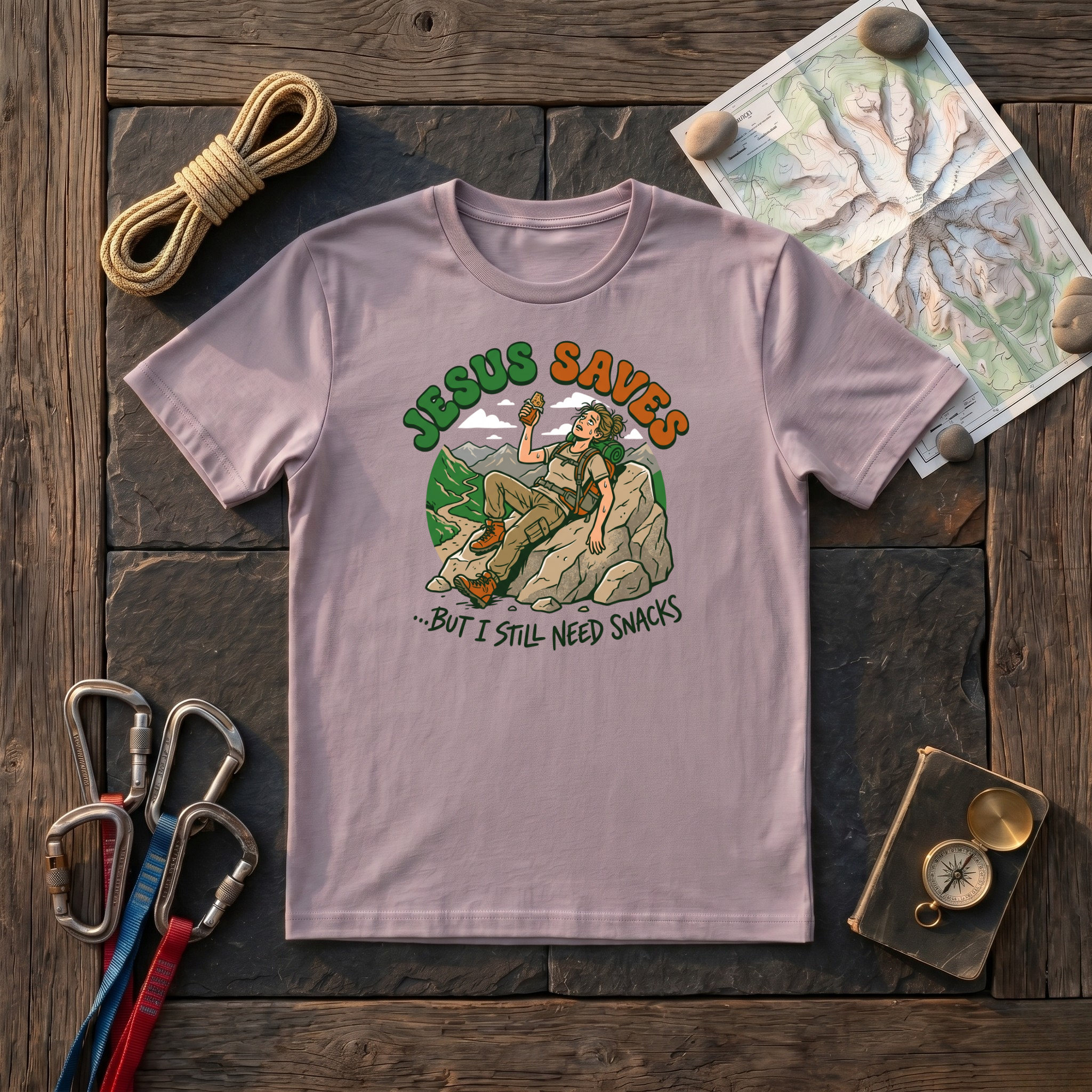 Jesus Saves But I Still Need Snacks (Woman) T-Shirt