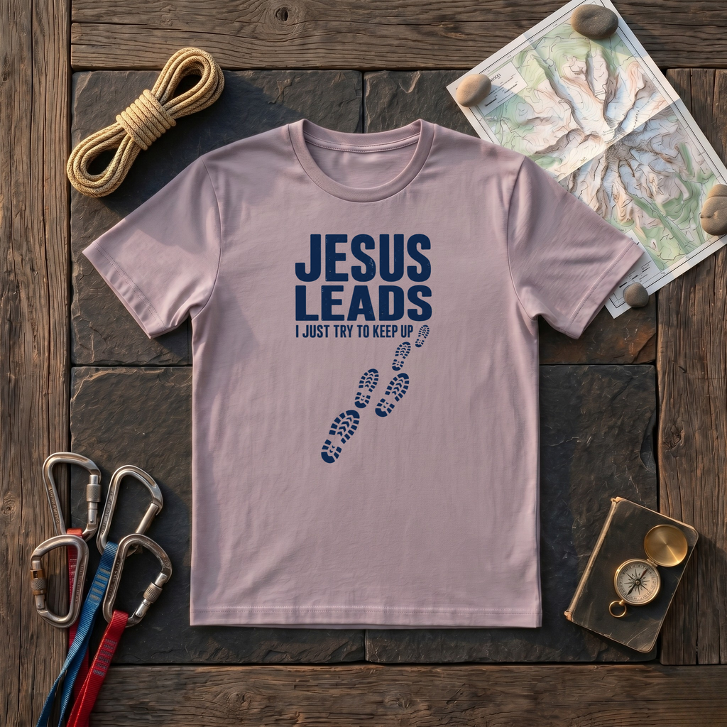 Jesus Leads I Just Try To Keep Up T-Shirt