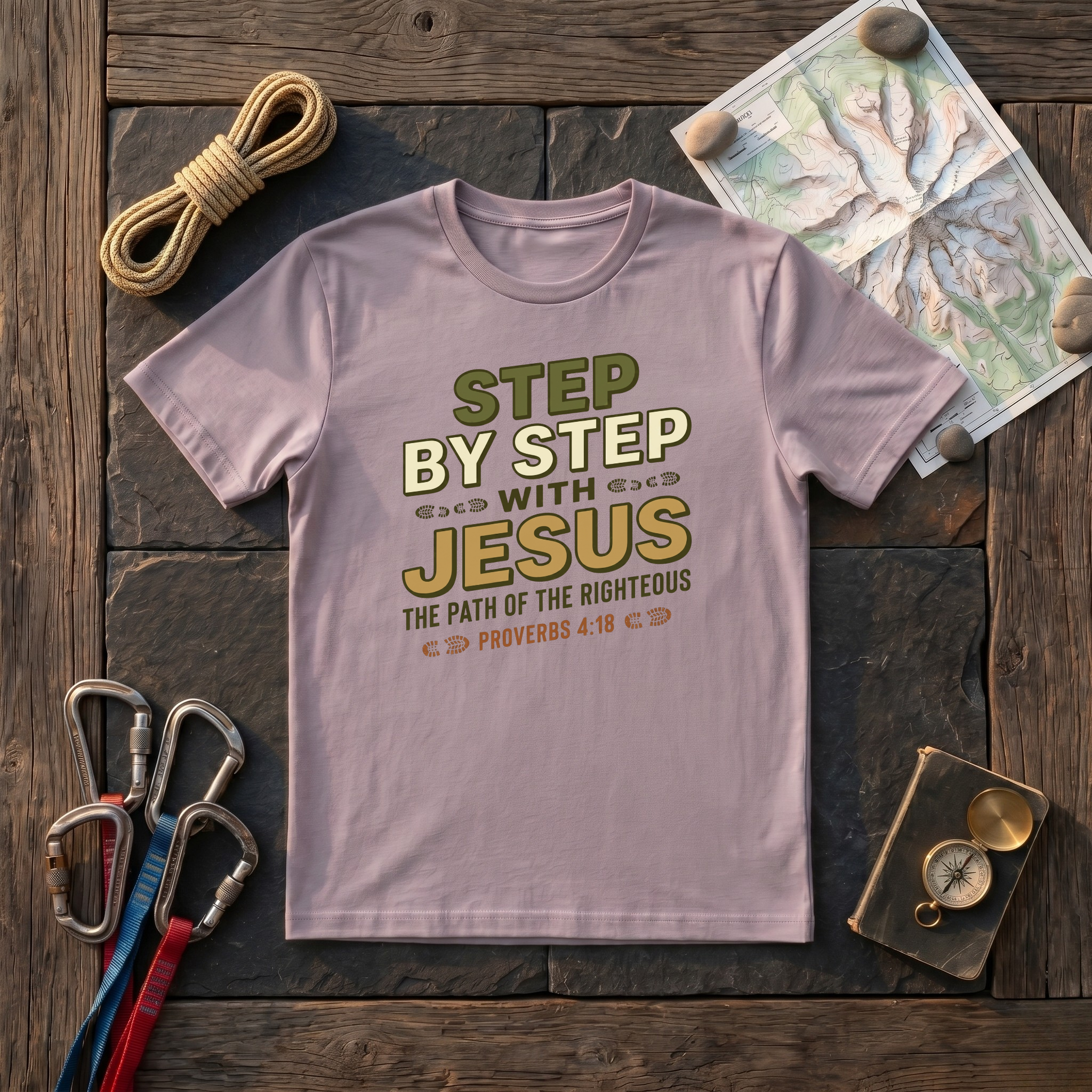 Step By Step With Jesus, The Path Of The Righteous Proverbs 4:18 T-Shirt