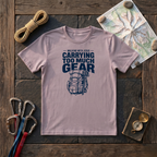 Walking With Jesus Carrying Too Much Gear T-Shirt