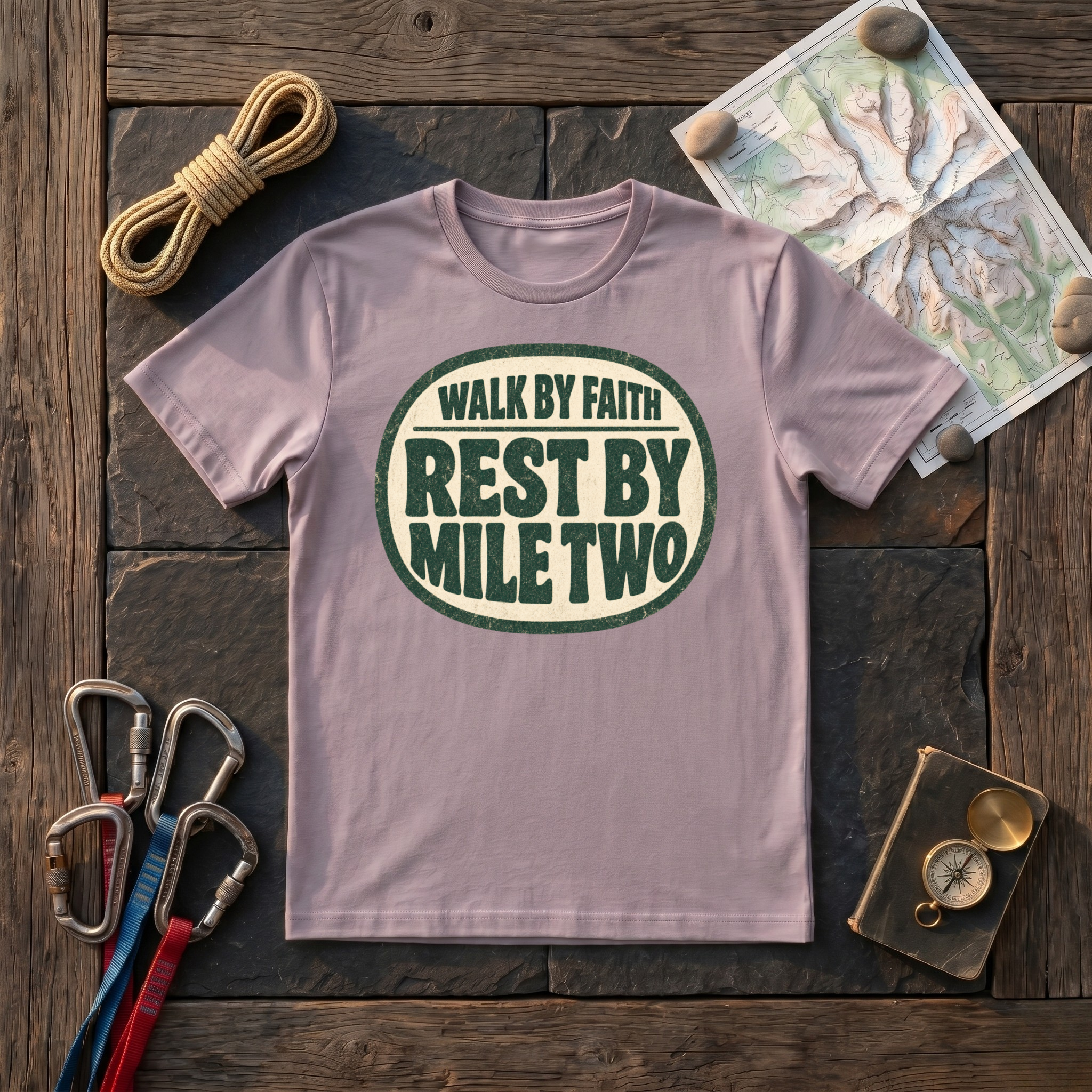 Walk By Faith, Rest By Mile Two T-Shirt