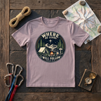 Where He Leads I Will Follow Psalm 32:8 (Camping Badge) T-Shirt