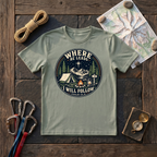 Where He Leads I Will Follow Psalm 32:8 (Camping Badge) T-Shirt
