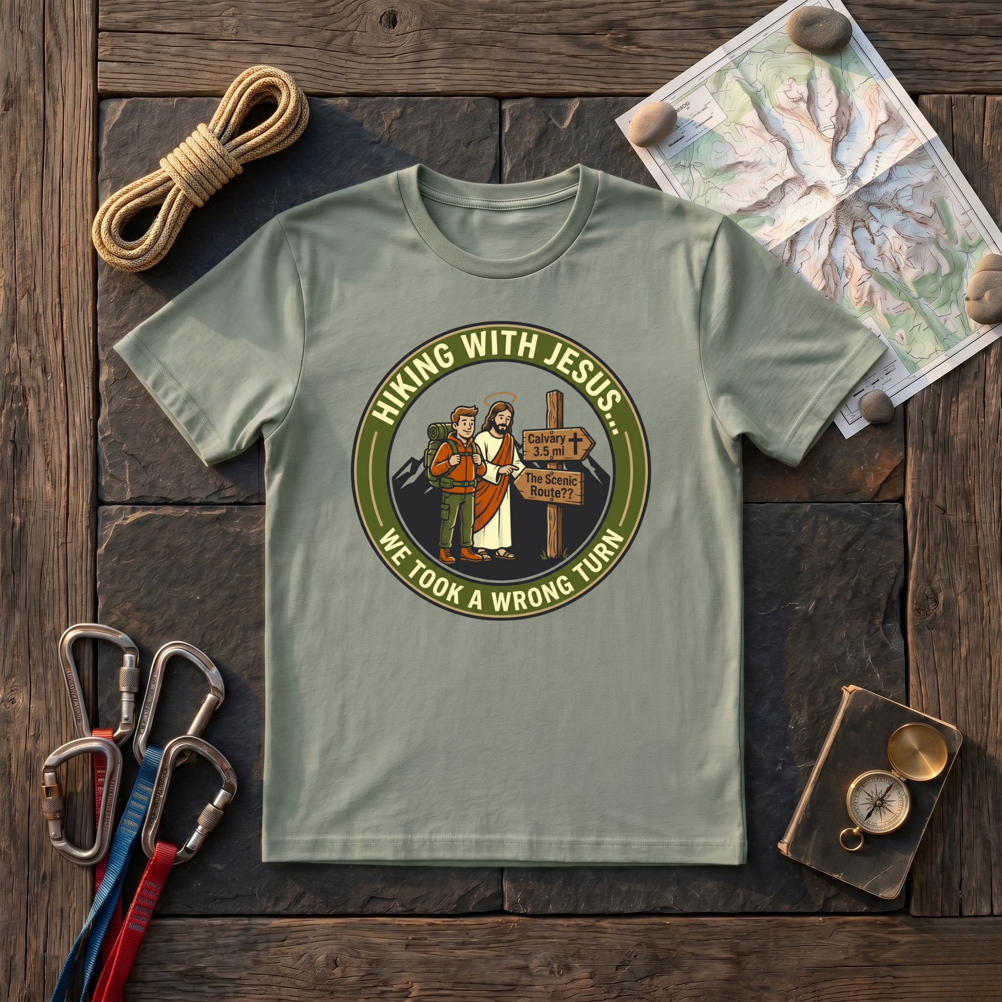 Hiking With Jesus, We Took A Wrong Turn T-Shirt