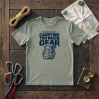 Walking With Jesus Carrying Too Much Gear T-Shirt