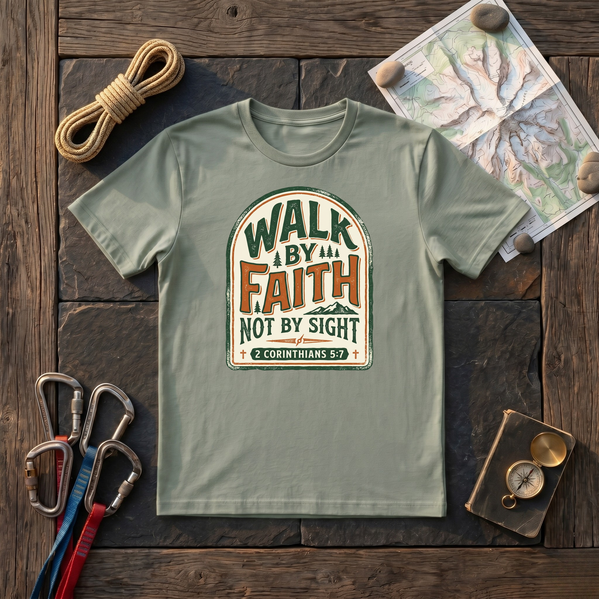 Walk By Faith Not By Sight 2 Corinthians 5:7 (Arch) T-Shirt