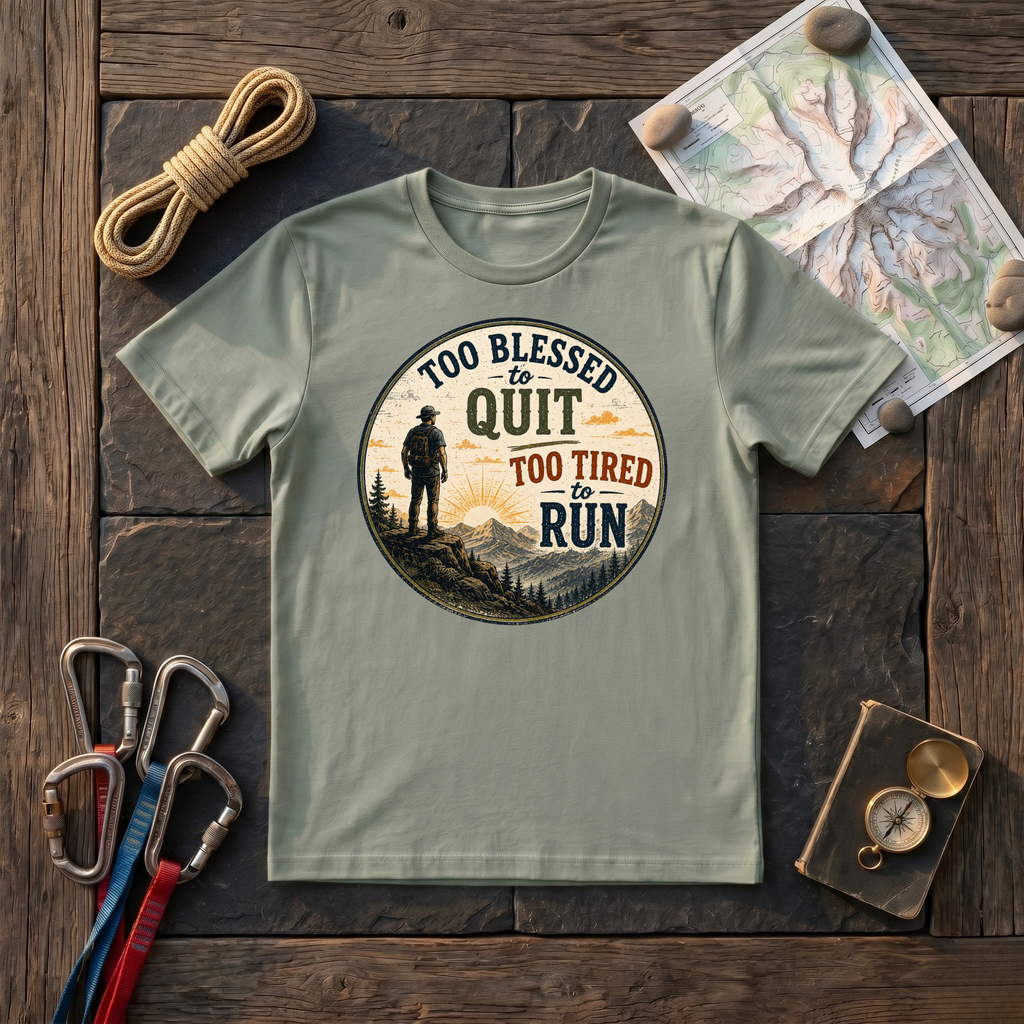 Too Blessed To Quit, Too Tired To Run T-Shirt