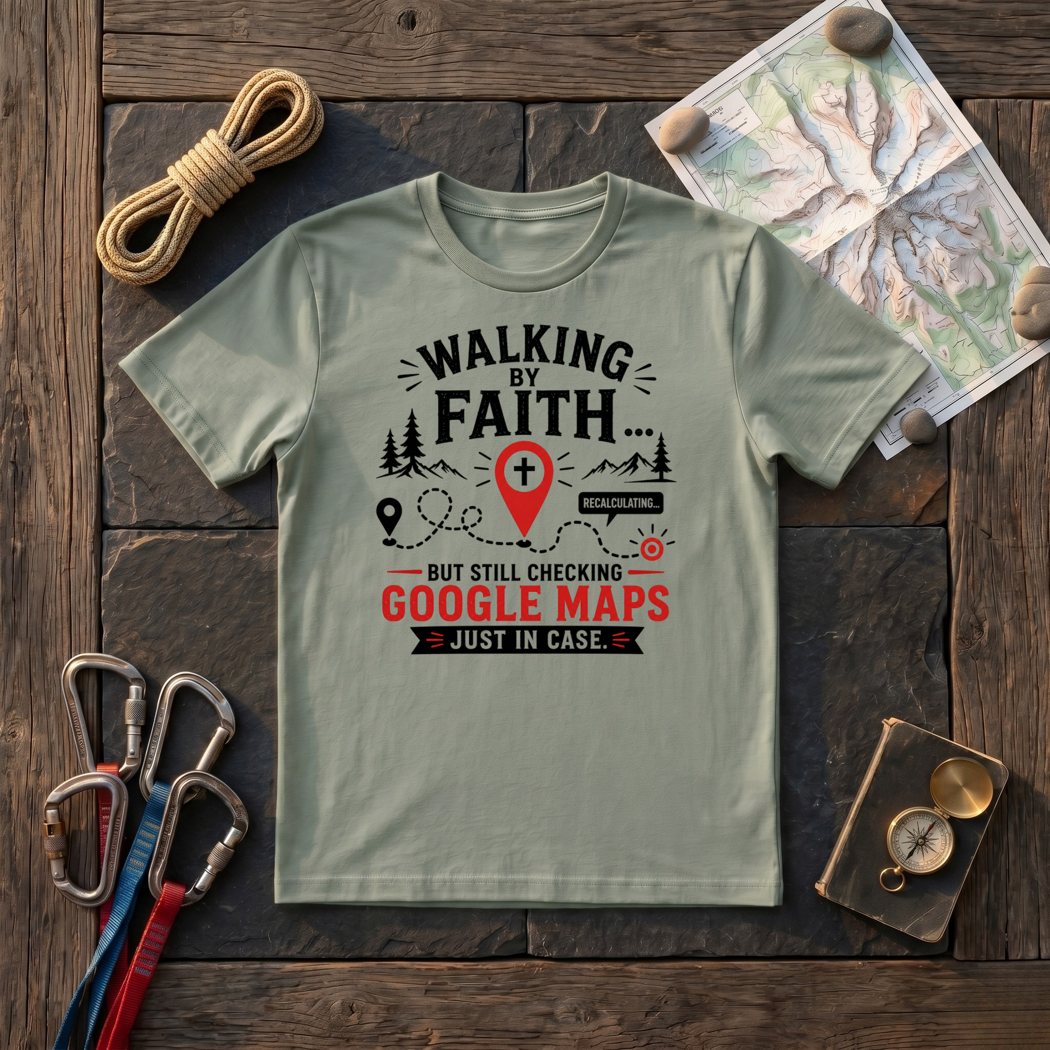 Walking By Faith And Google Maps T-Shirt