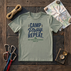 Camp. Pray. Repeat. Meet Him In The Wilderness Mark 1:35 T-Shirt