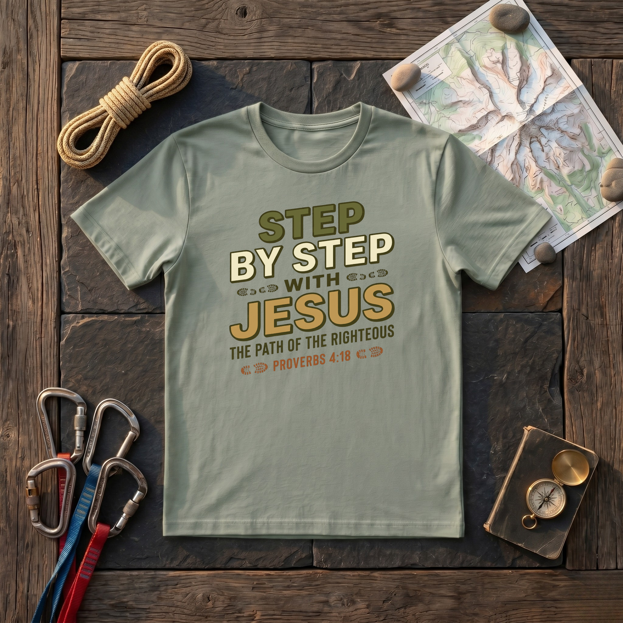 Step By Step With Jesus, The Path Of The Righteous Proverbs 4:18 T-Shirt