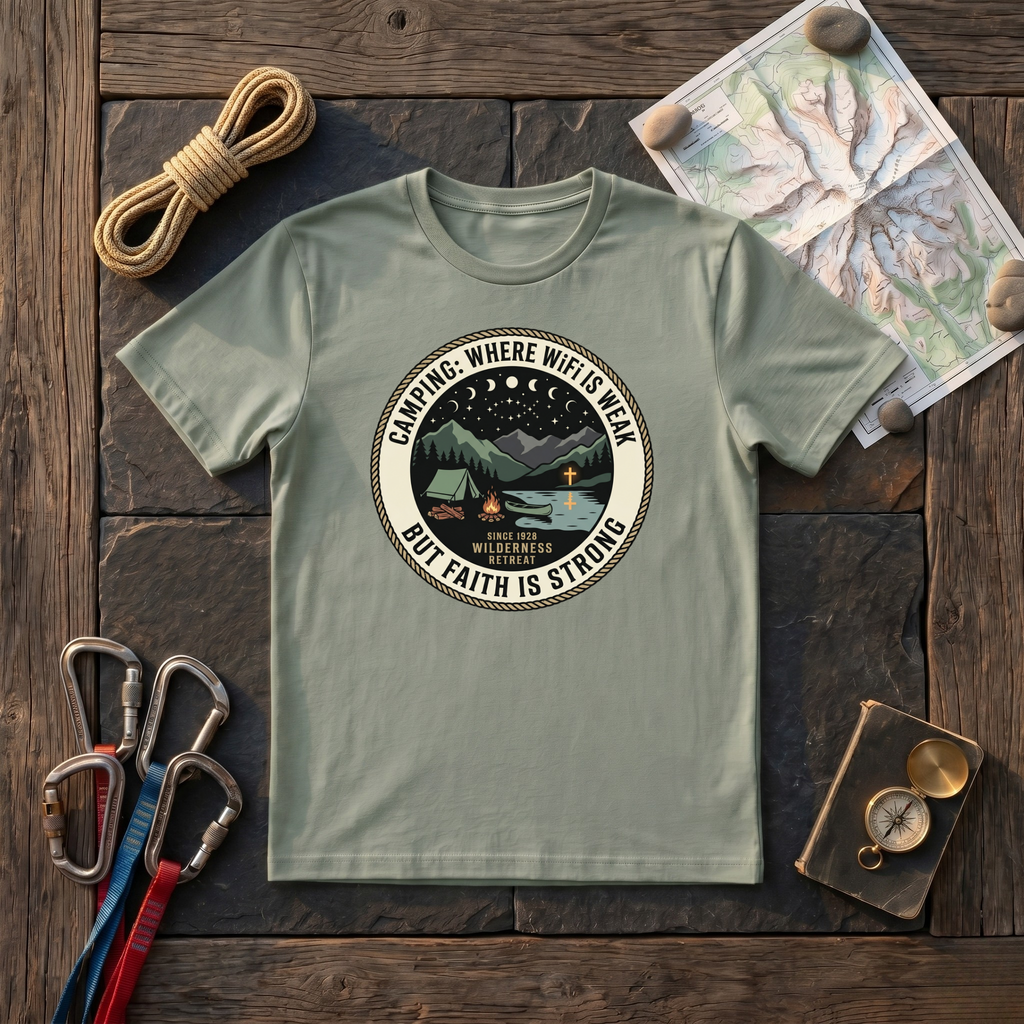 Camping Where WiFi Is Weak But Faith Is Strong T-Shirt
