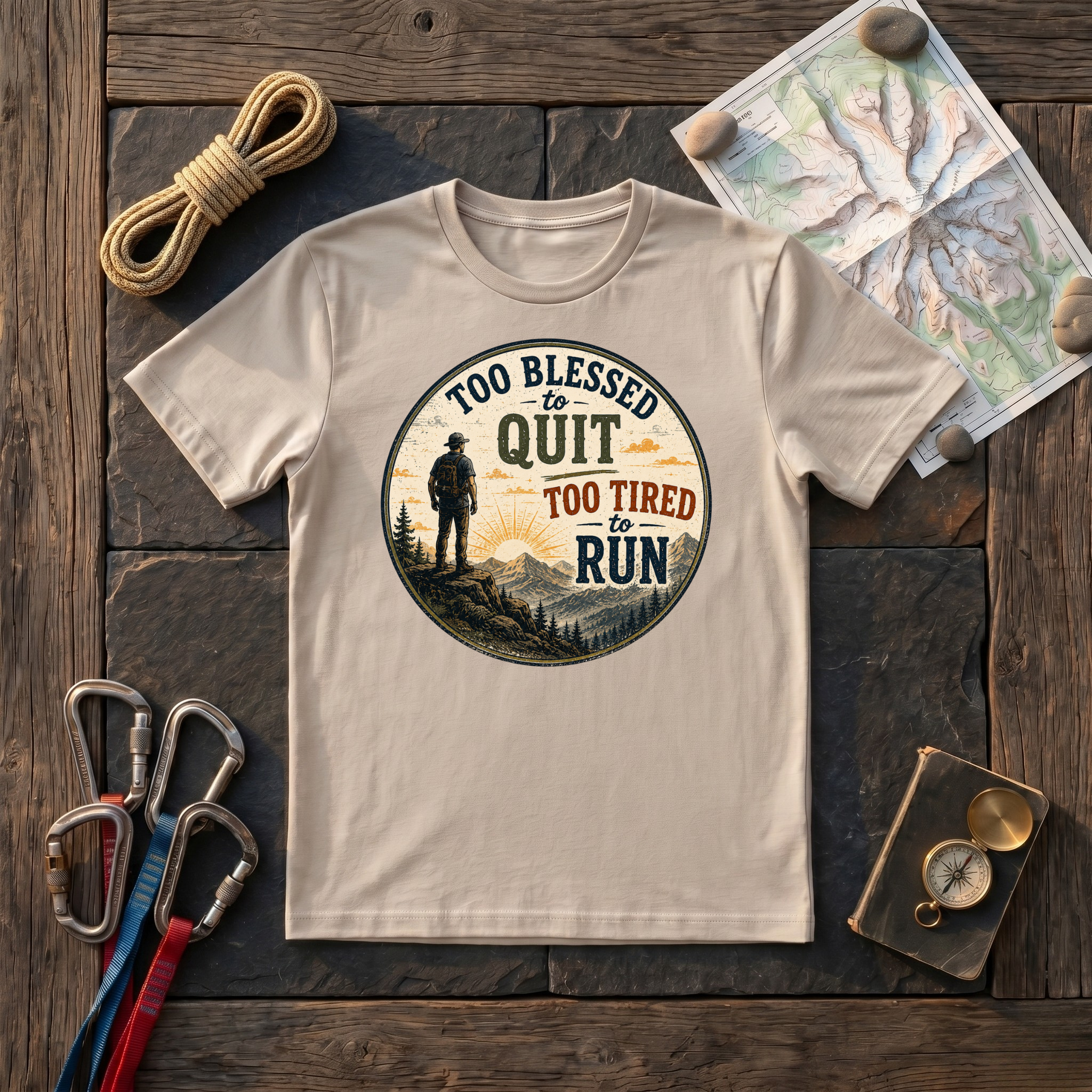 Too Blessed To Quit, Too Tired To Run T-Shirt