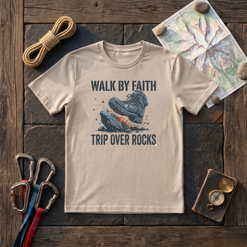 Walk By Faith Trip Over Rocks (Boot) T-Shirt