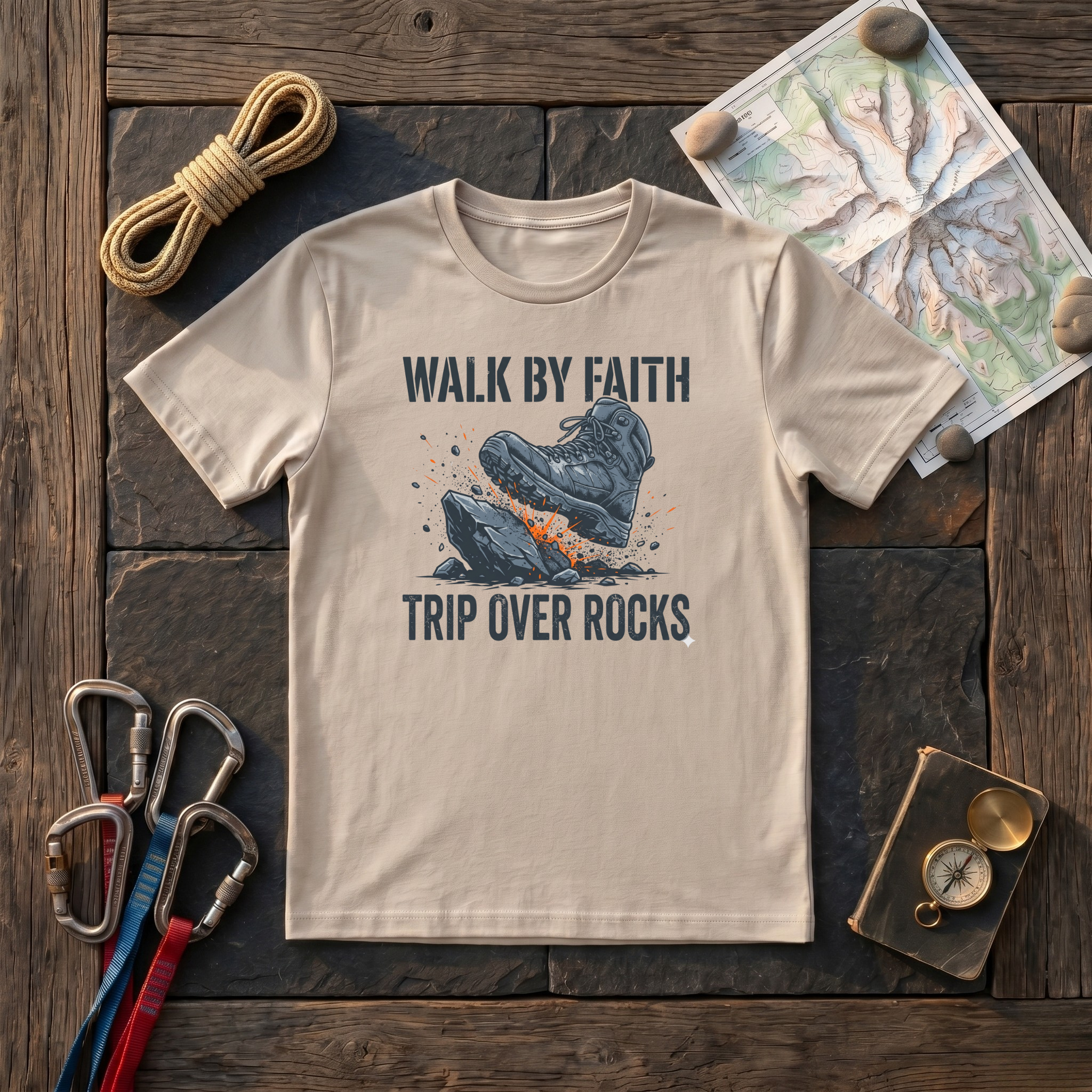 Walk By Faith Trip Over Rocks (Boot) T-Shirt
