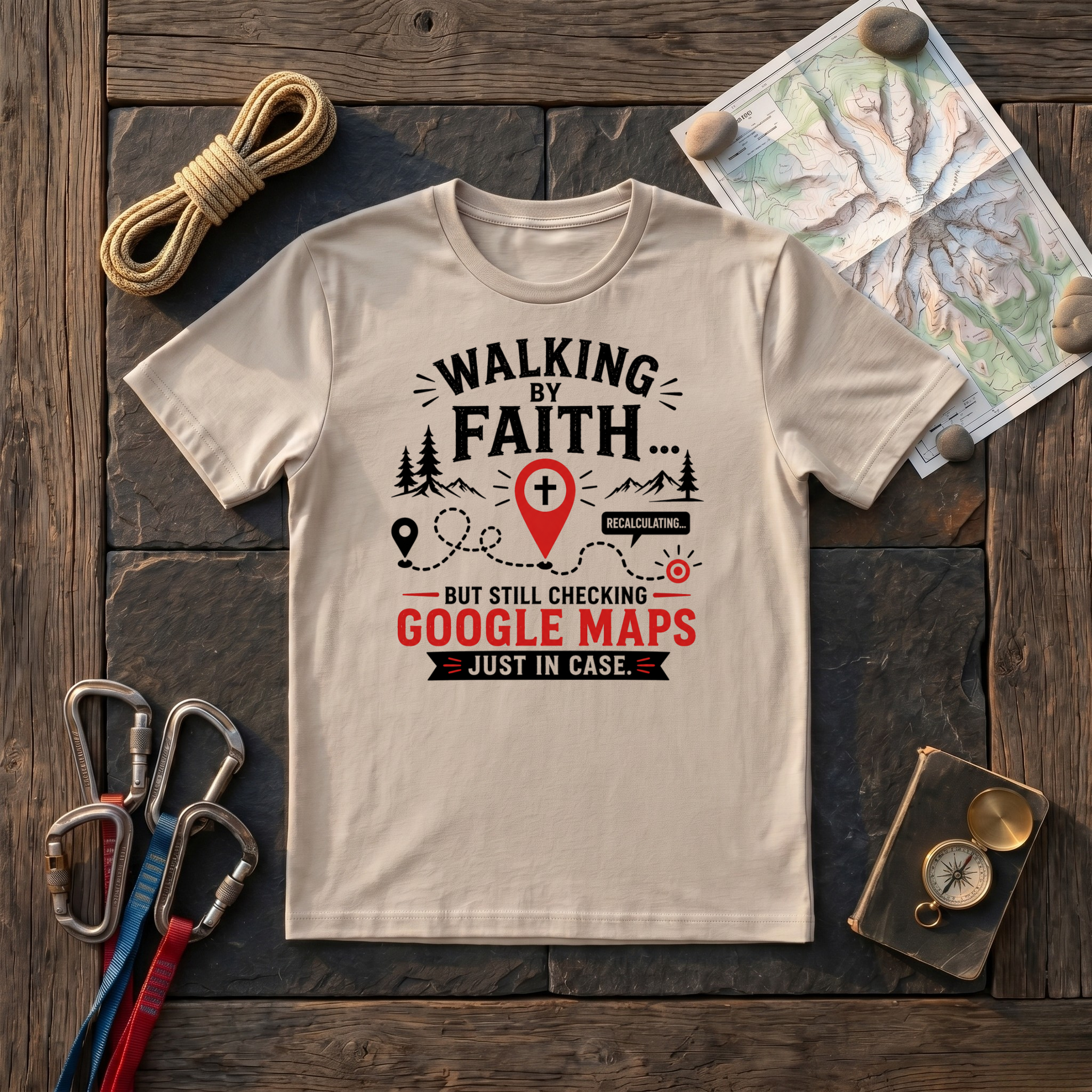 Walking By Faith And Google Maps T-Shirt