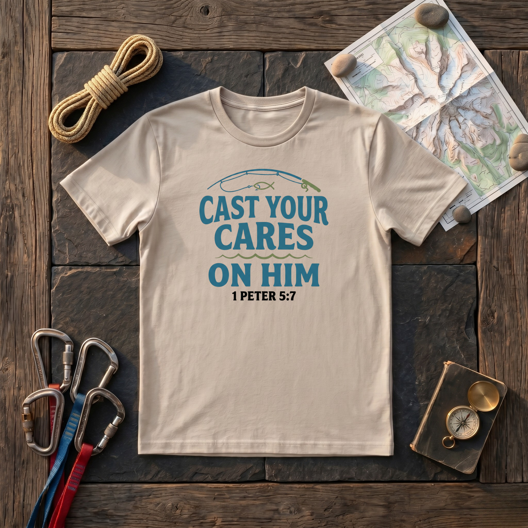 Cast Your Cares On Him 1 Peter 5:7 T-Shirt