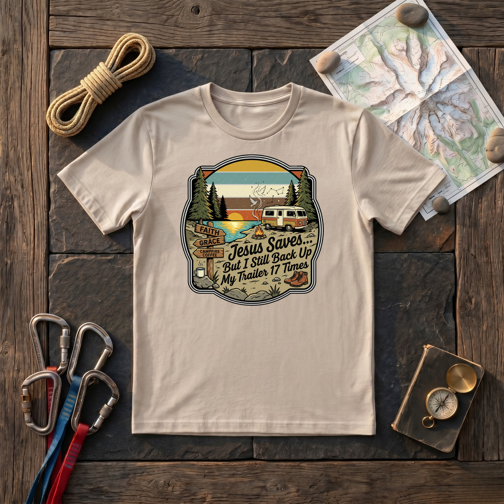 Jesus Saves But I Still Back Up My Trailer T-Shirt