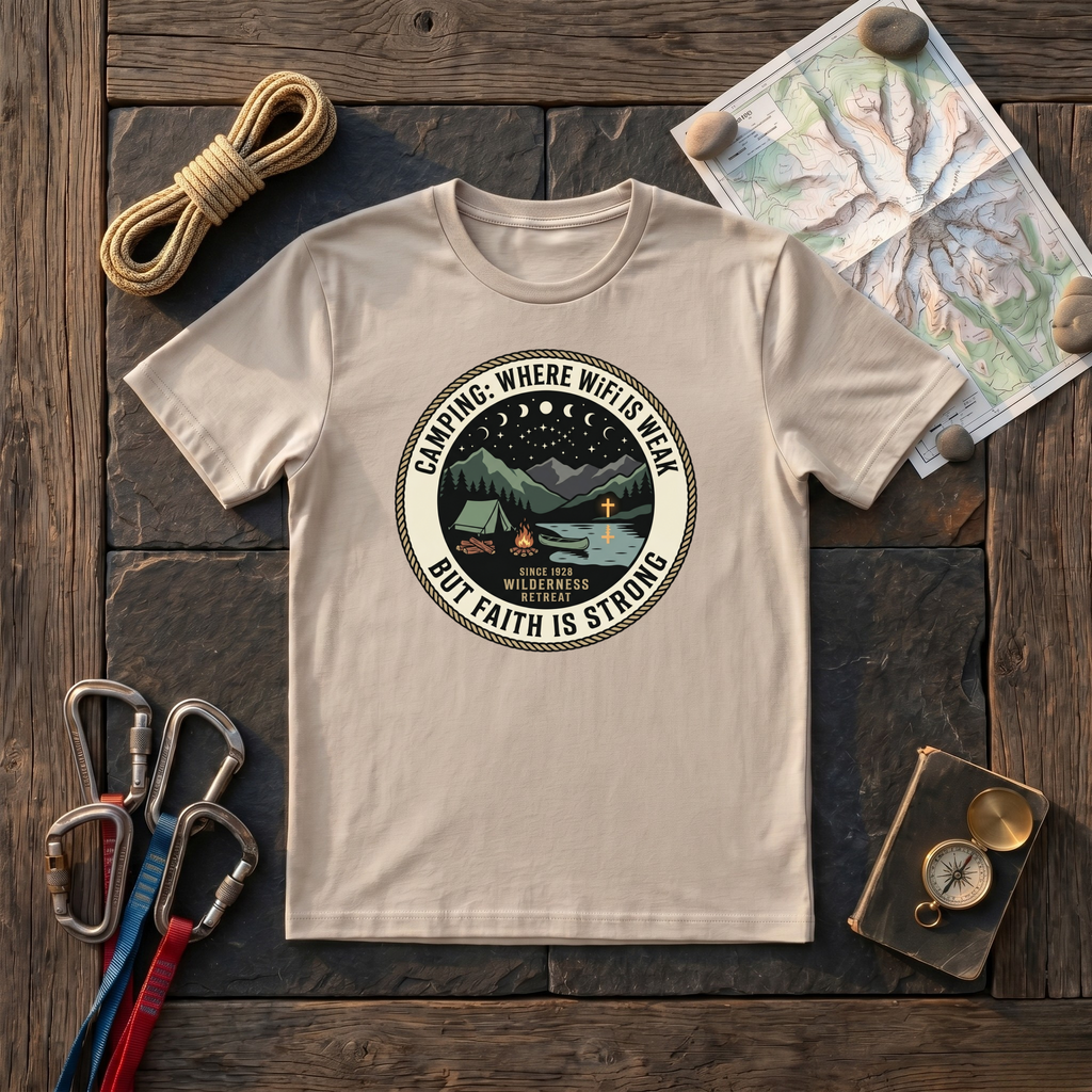 Camping Where WiFi Is Weak But Faith Is Strong T-Shirt