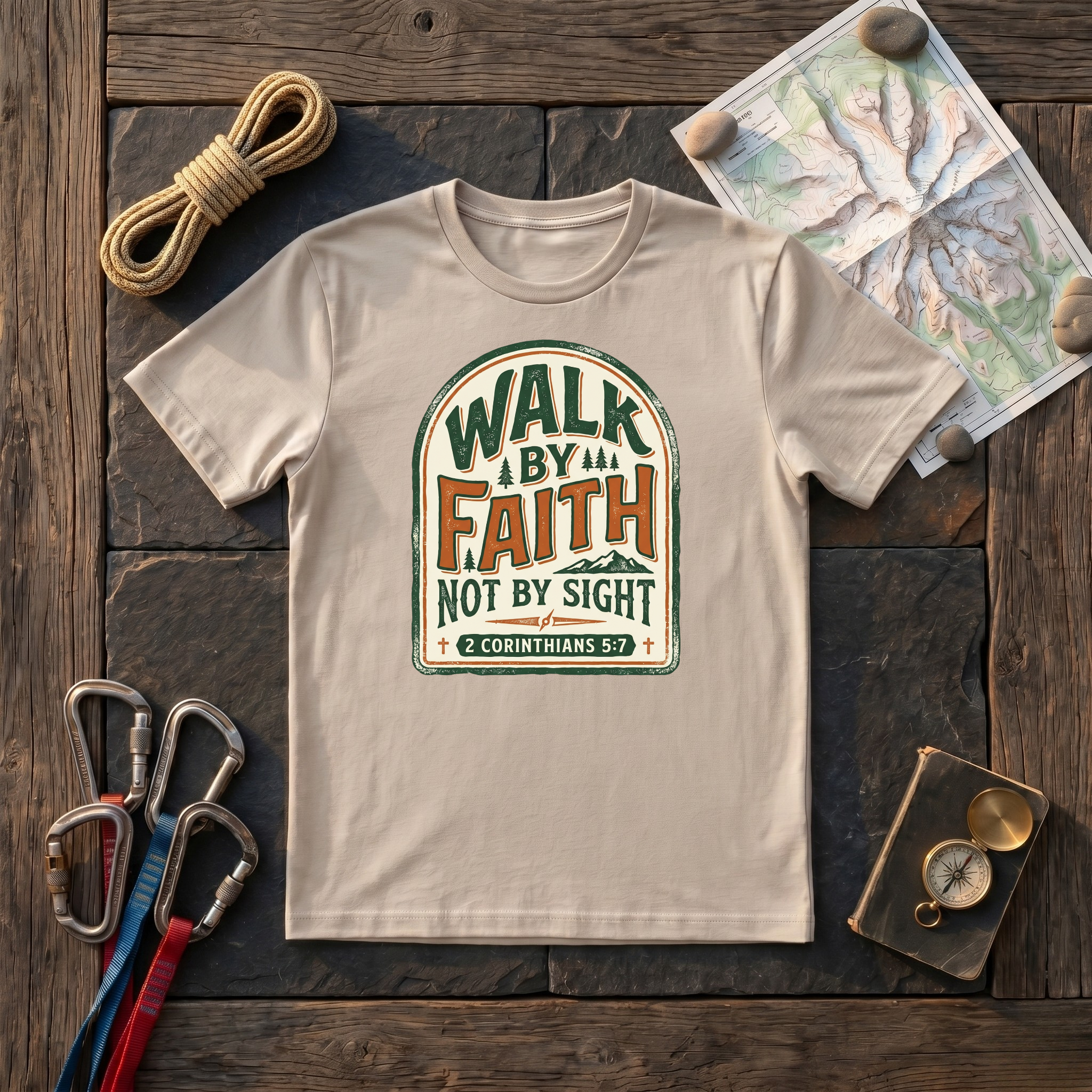 Walk By Faith Not By Sight 2 Corinthians 5:7 (Arch) T-Shirt