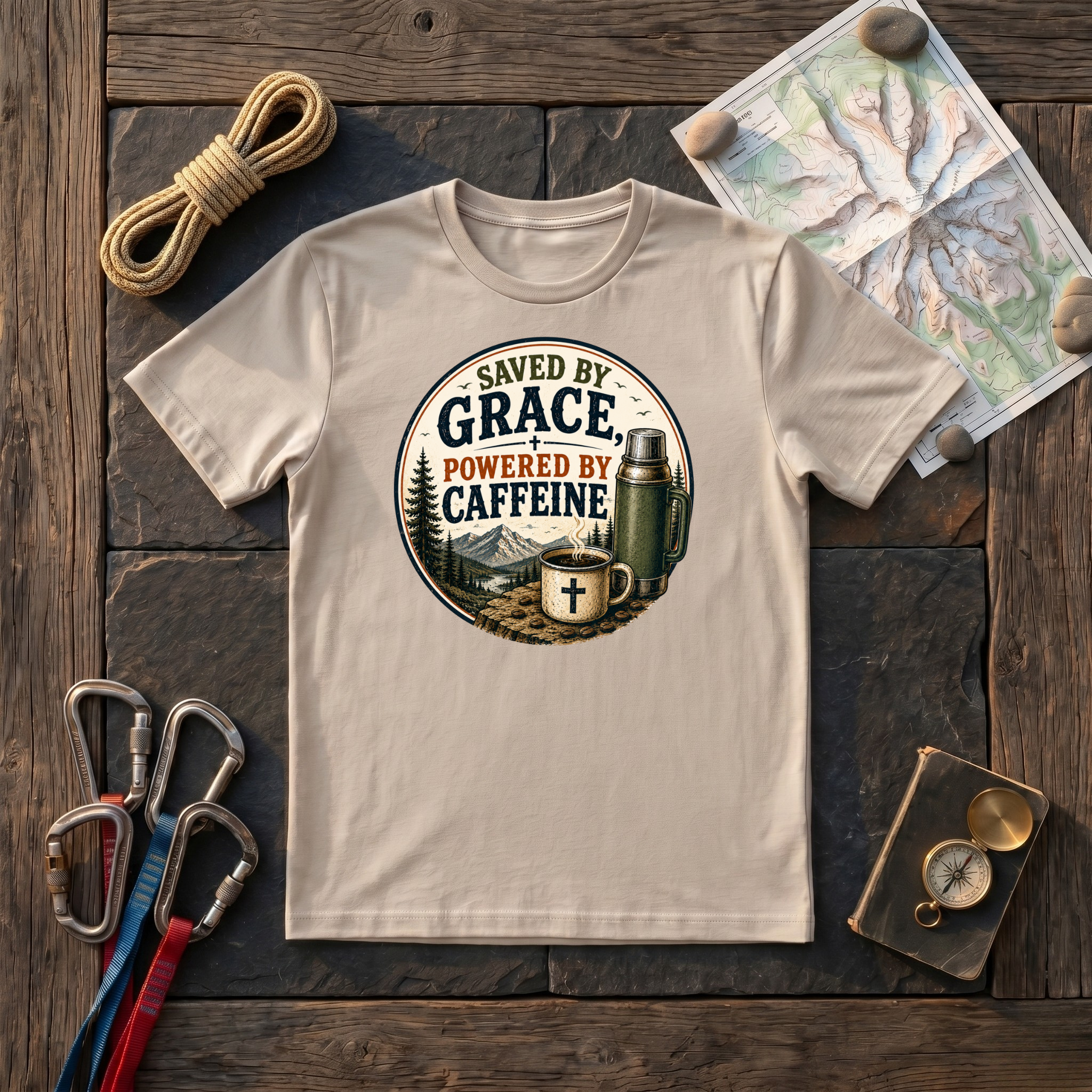 Saved By Grace, Powered By Caffeine T-Shirt
