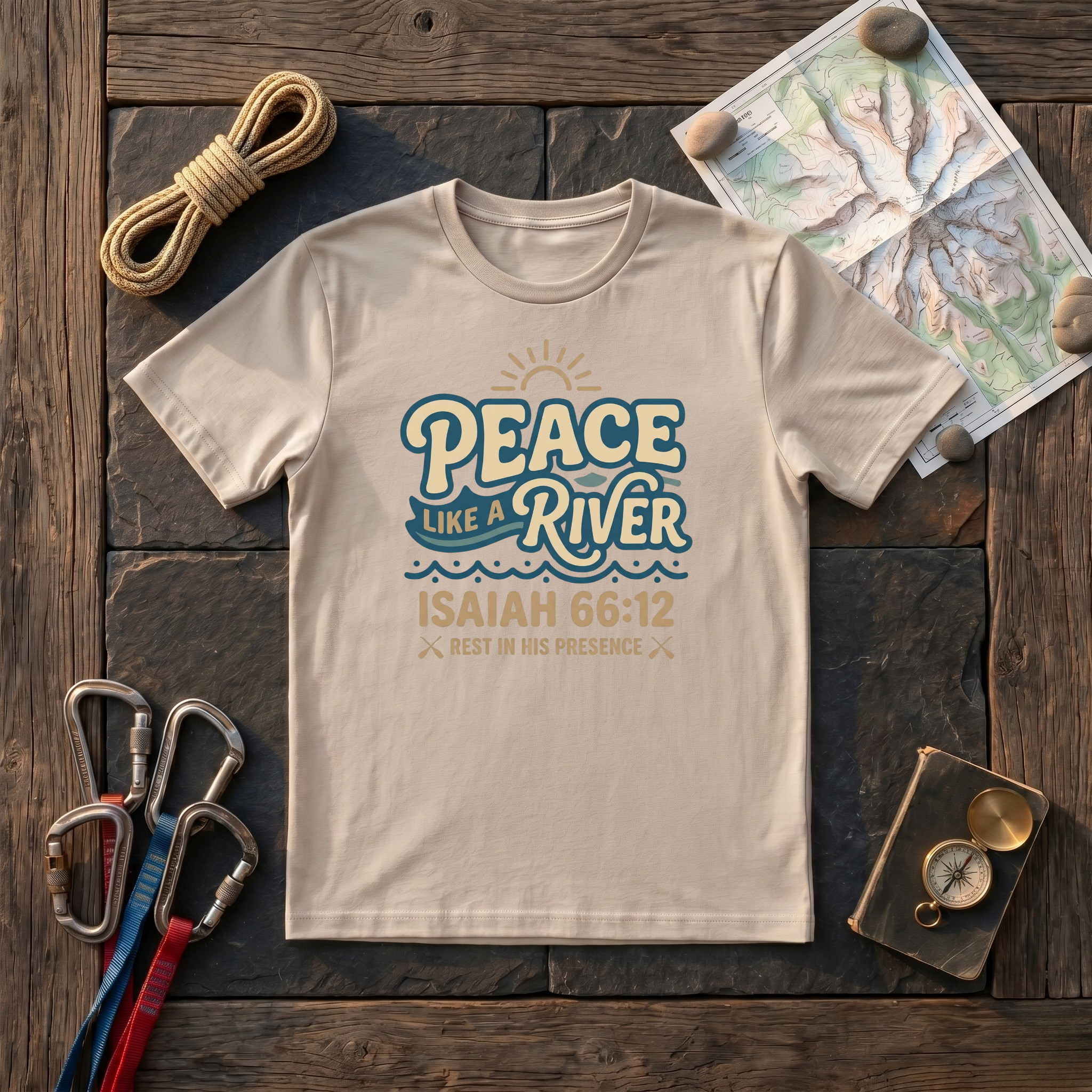Peace Like A River, Rest In His Presence Isaiah 66:12 T-Shirt