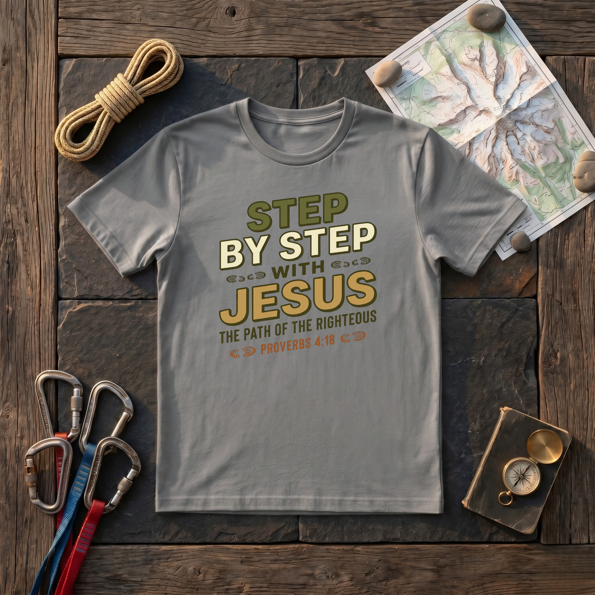 Step By Step With Jesus, The Path Of The Righteous Proverbs 4:18 T-Shirt