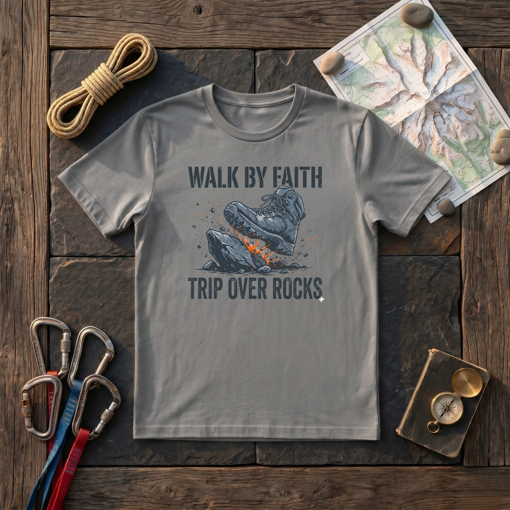 Walk By Faith Trip Over Rocks (Boot) T-Shirt