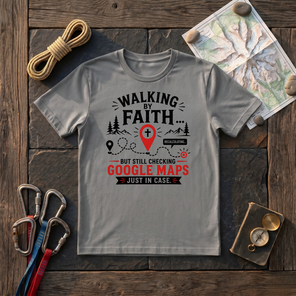 Walking By Faith And Google Maps T-Shirt