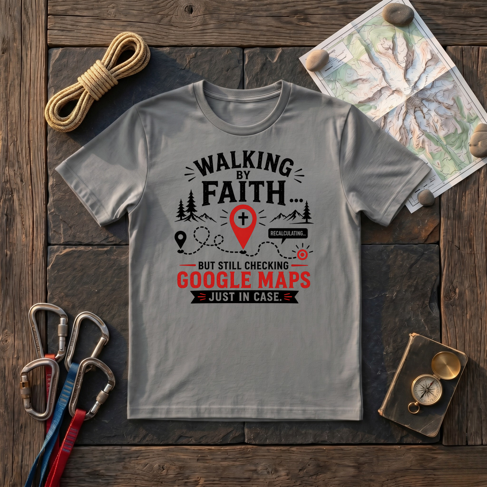 Walking By Faith And Google Maps T-Shirt