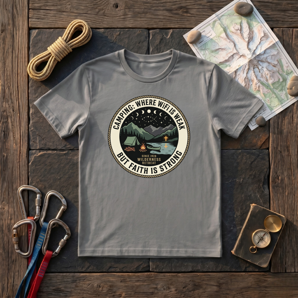 Camping Where WiFi Is Weak But Faith Is Strong T-Shirt