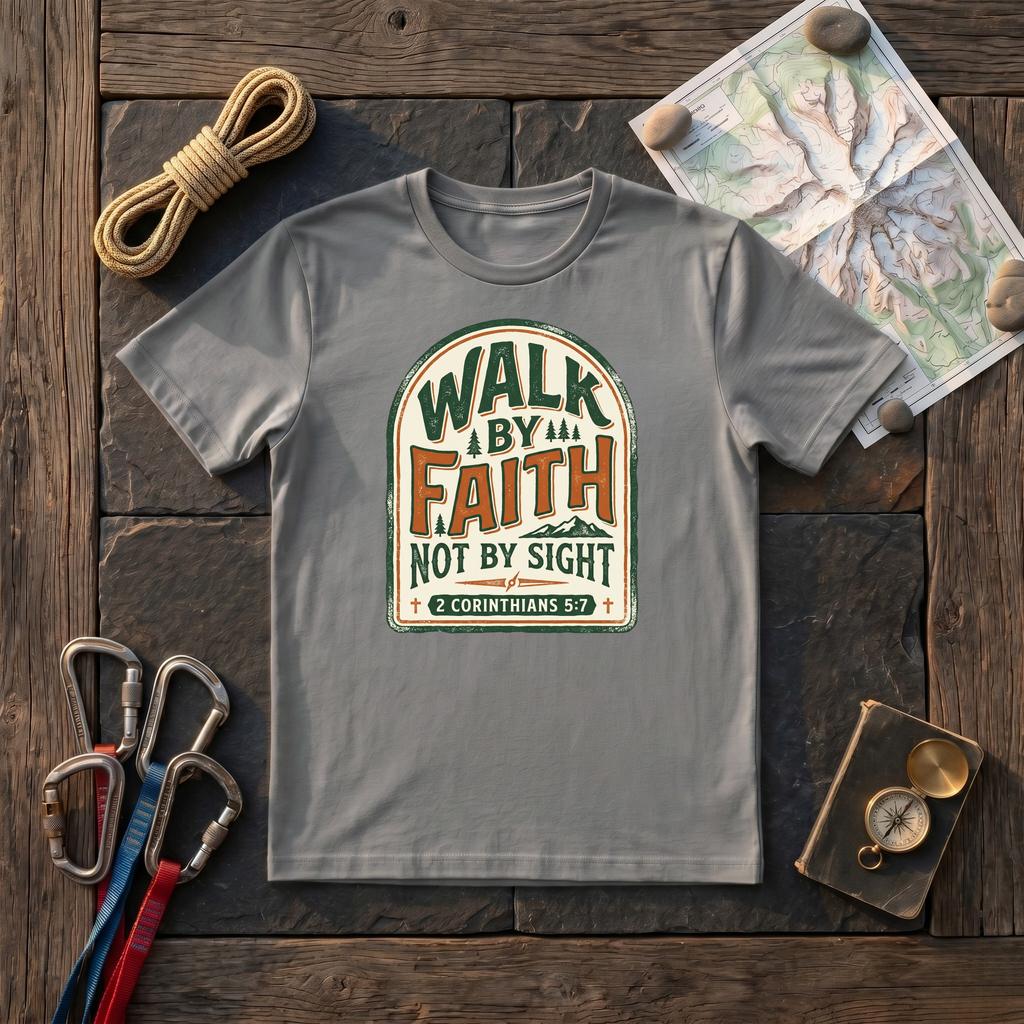 Walk By Faith Not By Sight 2 Corinthians 5:7 (Arch) T-Shirt