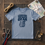 Walking With Jesus Carrying Too Much Gear T-Shirt