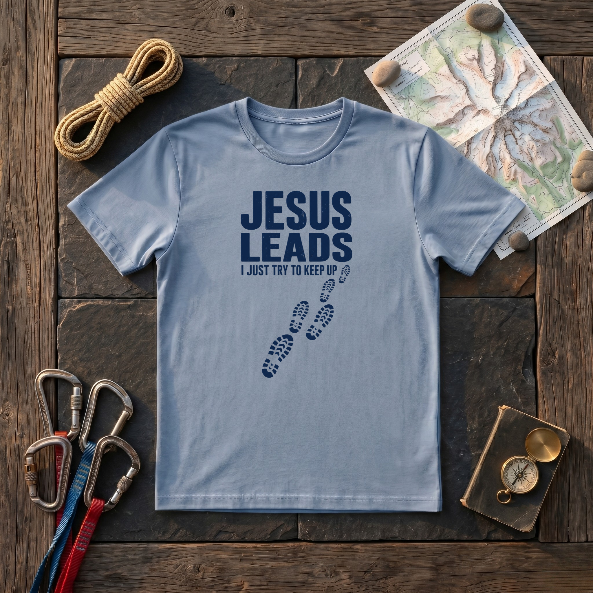 Jesus Leads I Just Try To Keep Up T-Shirt