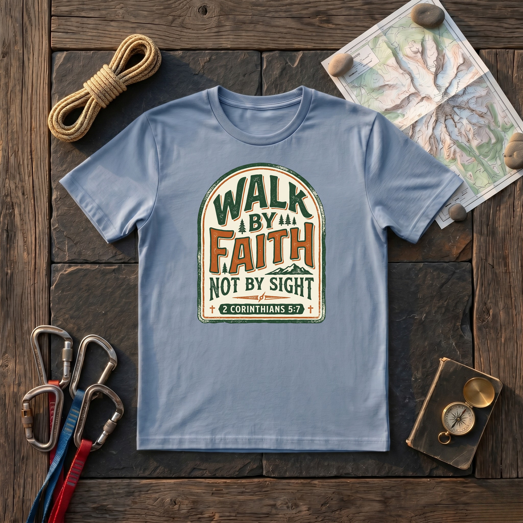 Walk By Faith Not By Sight 2 Corinthians 5:7 (Arch) T-Shirt