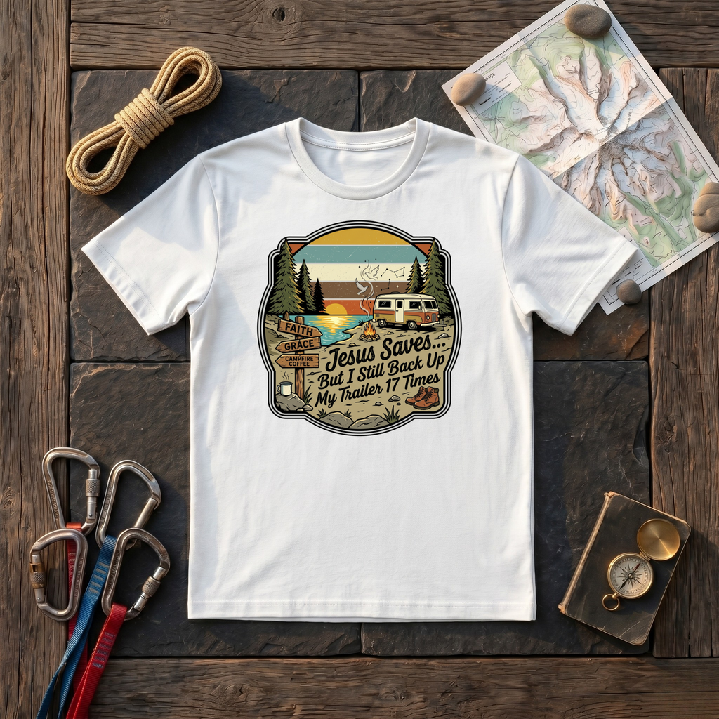 Jesus Saves But I Still Back Up My Trailer T-Shirt