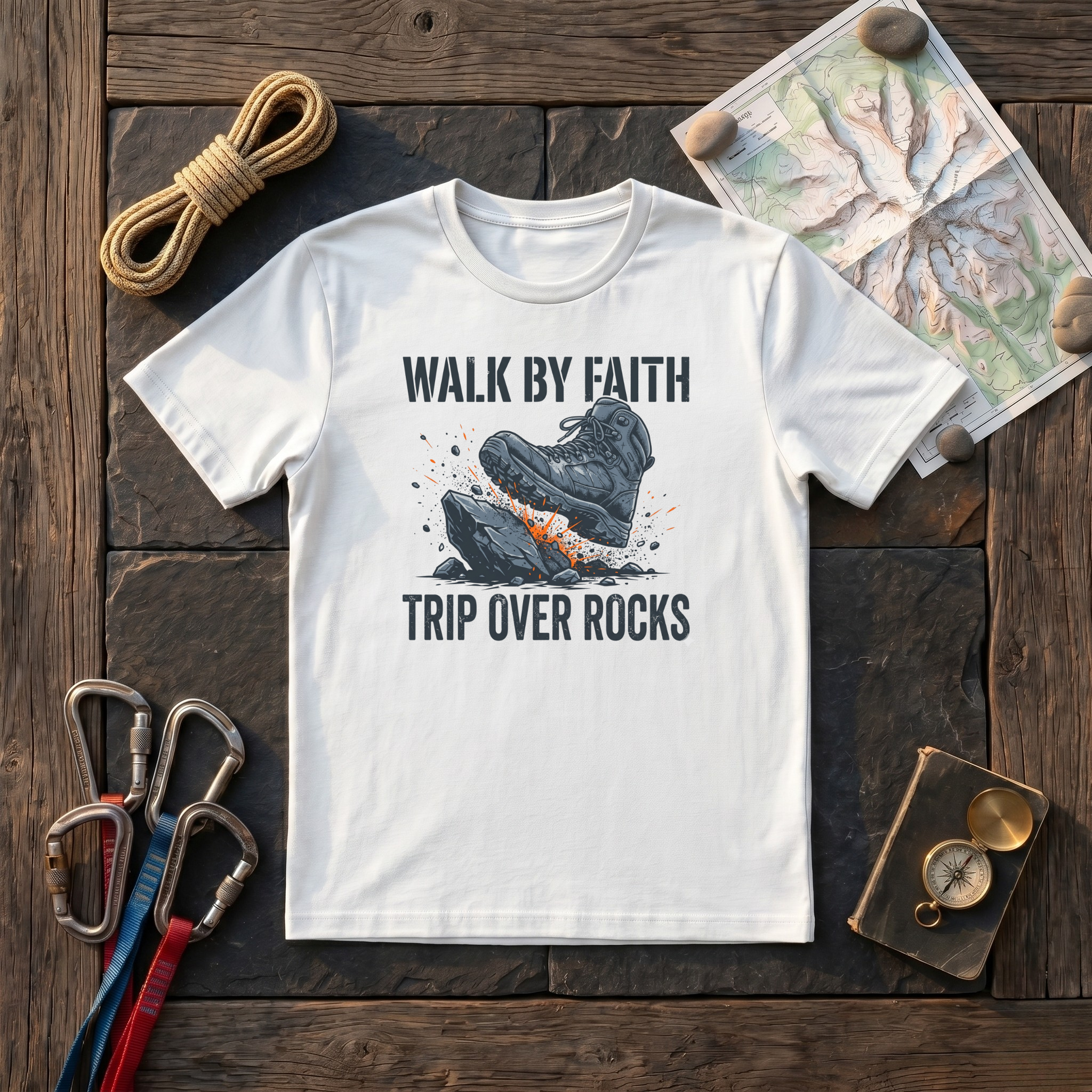 Walk By Faith Trip Over Rocks (Boot) T-Shirt