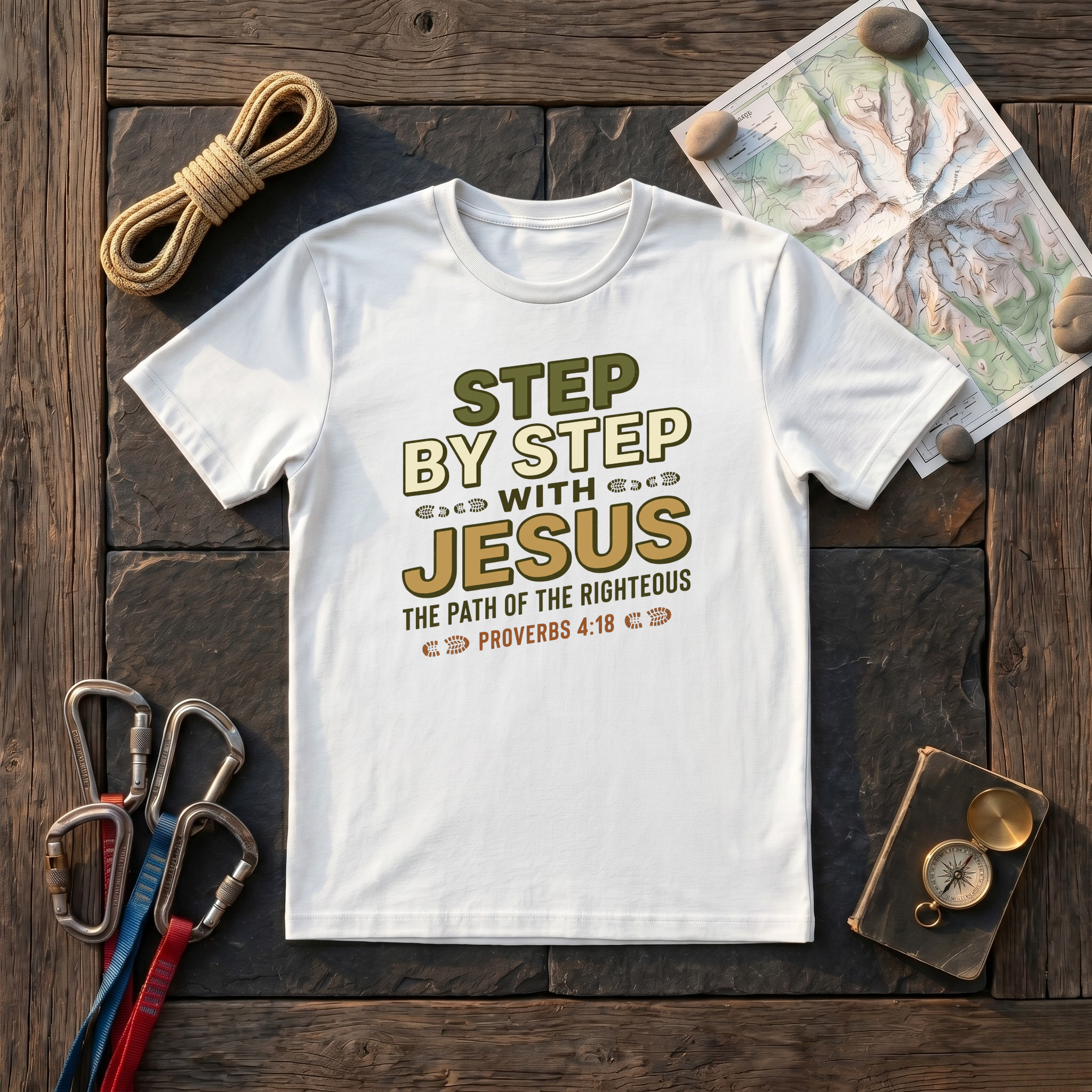 Step By Step With Jesus, The Path Of The Righteous Proverbs 4:18 T-Shirt